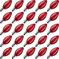 25 Pack Replacement C7 Light Bulbs for E12 Base Christmas String Lights, Classic Christmas Bulbs for Holiday Party Indoor Outdoor Garden Backyard Cafe Xmas Decoration, Red Home & Garden > Lighting > Light Ropes & Strings Brightown Red Frosted 25 Count (Pack of 1) 