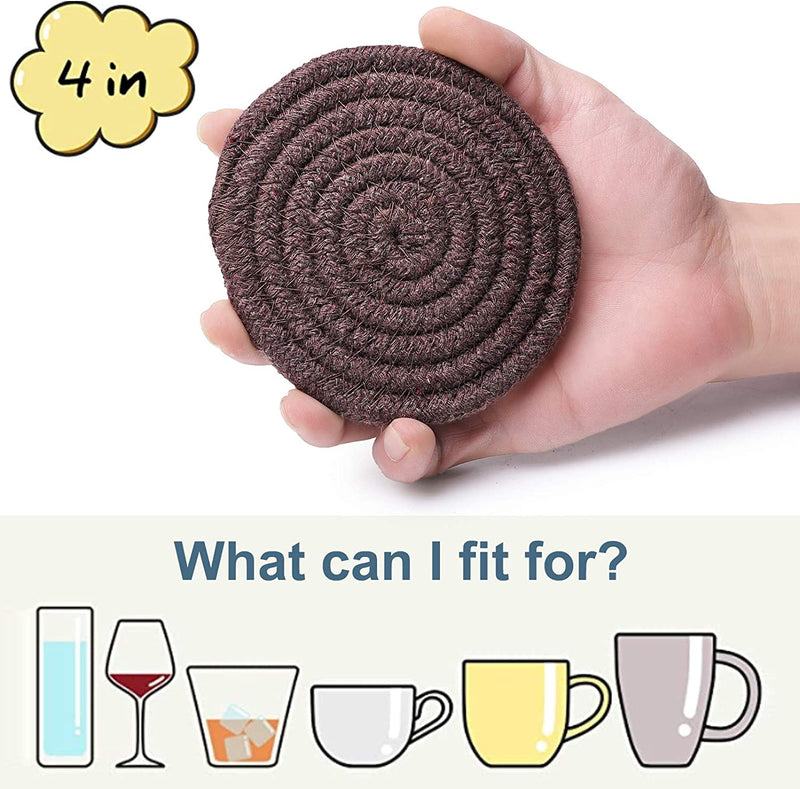 Coasters for Drinks, Braided Absorbent Coasters with Holder (6-Piece Set) for Home and Kitchen-Mixed (Set 1） Home & Garden > Kitchen & Dining > Barware KZKJ   
