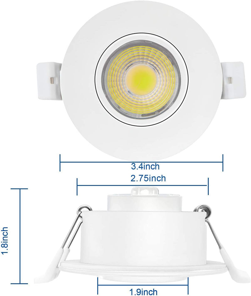 4Pack 3 Inch Dimmable Gimbal Recessed LED Downlight 8W (65W Equiv.) No Can Needed, IC Rated, 5000K Daylight White 750Lm Adjustable LED Retrofit Lighting Fixture Home & Garden > Lighting > Flood & Spot Lights LiteHue   