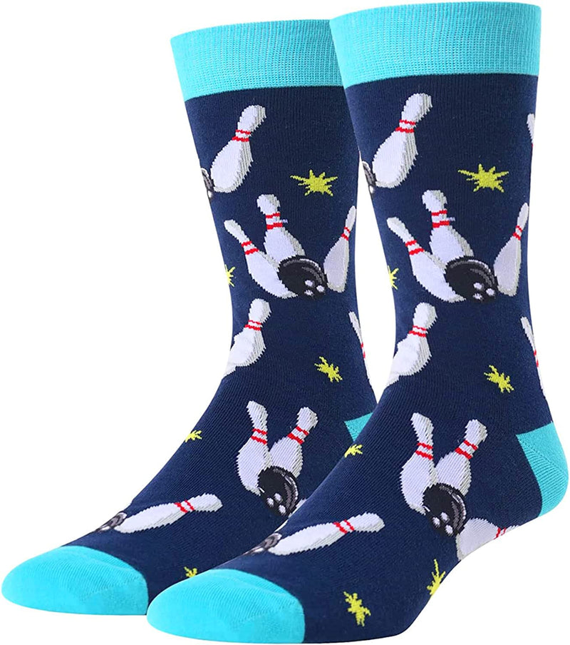 HAPPYPOP Novelty Bowling Socks Mens Sports Socks for Men Goofy Socks, Bowling Gifts for Men Bowling Socks in Blue Sporting Goods > Outdoor Recreation > Winter Sports & Activities HAPPYPOP   