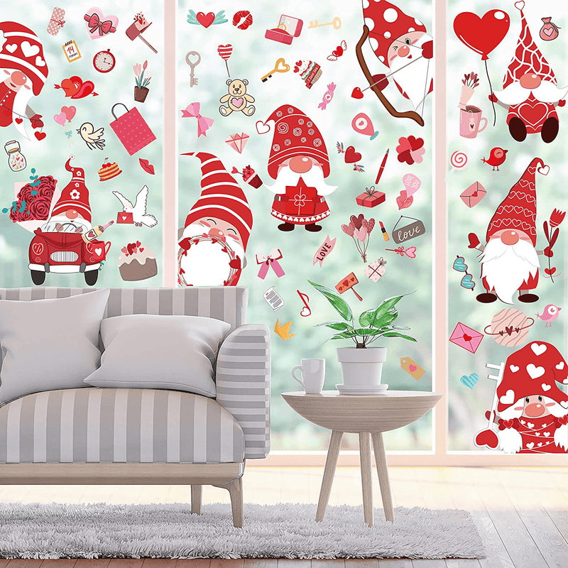 255PCS Valentines Day Window Clings Decorations - Gnome Heart Decal Party Decor Ornaments Home & Garden > Decor > Seasonal & Holiday Decorations jollylife   