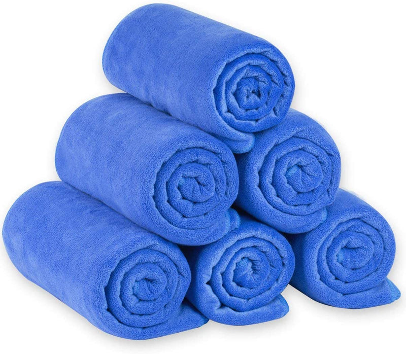 JML Microfiber Bath Towel Sets (6 Pack, 27" X 55") -Extra Absorbent, Fast Drying, Multipurpose for Swimming, Fitness, Sports, Yoga, Grey 6 Count Home & Garden > Linens & Bedding > Towels JML Microfiber Blue 6 Pack 