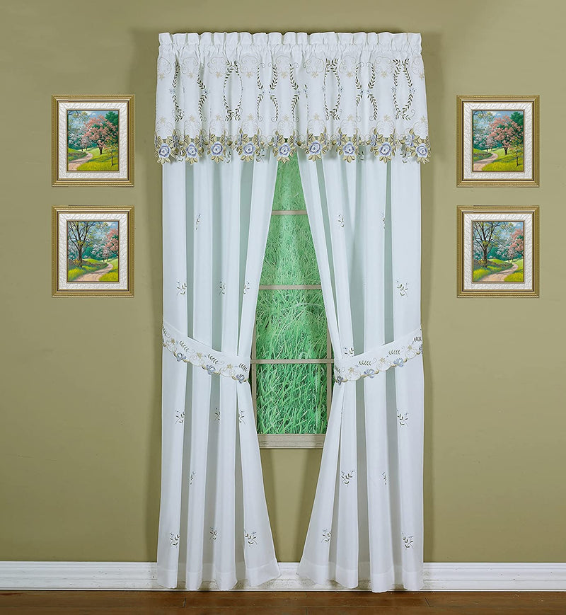 Today'S Curtain Verona Reverse Embroidery Tie-Up Shade, 63", Ecru/Rose Home & Garden > Decor > Window Treatments > Curtains & Drapes Today's Curtain White/Blue Panel Pair 80"W X 63"L 