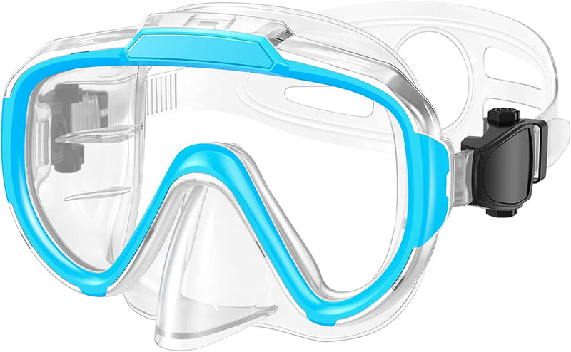 Norabidea Swim Goggles Adult, anti Fog Snorkel Diving Goggles, Clear View Tempered Glass Swimming Mask with Nose Cover Sporting Goods > Outdoor Recreation > Boating & Water Sports > Swimming > Swim Goggles & Masks Norabidea Lightblue Adult 