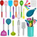 Herogo 30-Piece Cooking Utensils Set with Holder, Silicone Kitchen Utensils Set with Stainless Steel Handle, Heat Resistant Cooking Gadget Tools for Nonstick Cookware, Dishwasher Safe, Gray
