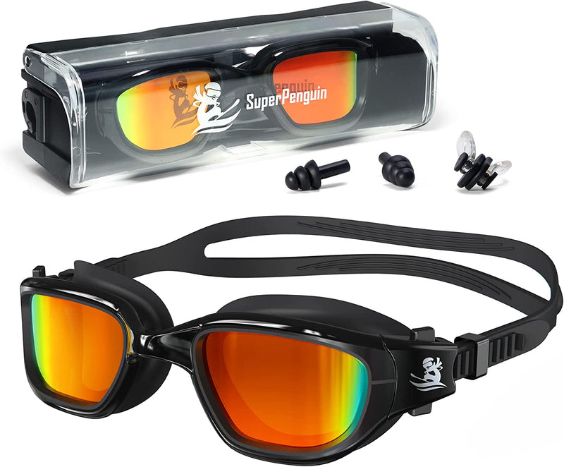 Super Penguin Swim Goggles for Women Men, Polarized Swimming Goggles Anti-Fog UV Protection Leak-Proof Goggles for Swimming Sporting Goods > Outdoor Recreation > Boating & Water Sports > Swimming > Swim Goggles & Masks Super Penguin Polarized Red Mirrored  