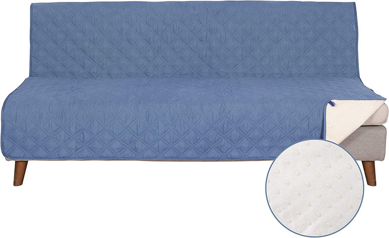 TOMORO Non Slip Chair Sofa Slipcover - 100% Waterproof Quilted Sofa Cover Furniture Protector with 5 Storage Pockets, Couch Cover for Kids, Dogs, Pets, Fits Seat Width up to 23 Inch Home & Garden > Decor > Chair & Sofa Cushions TOMORO Sky Blue 70"-Futon 