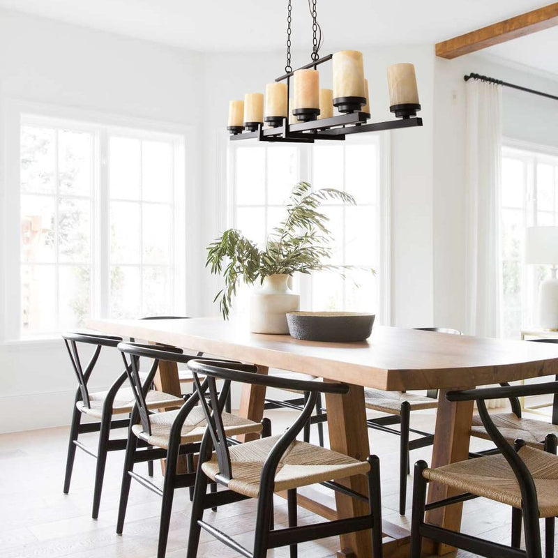 ALICE HOUSE 39.5" Dining Room Chandeliers with Marble Shade, Brown Finish,10 Light Farmhouse Kitchen Island Lights AL9051-P10 Home & Garden > Lighting > Lighting Fixtures > Chandeliers Yitian Lighting   