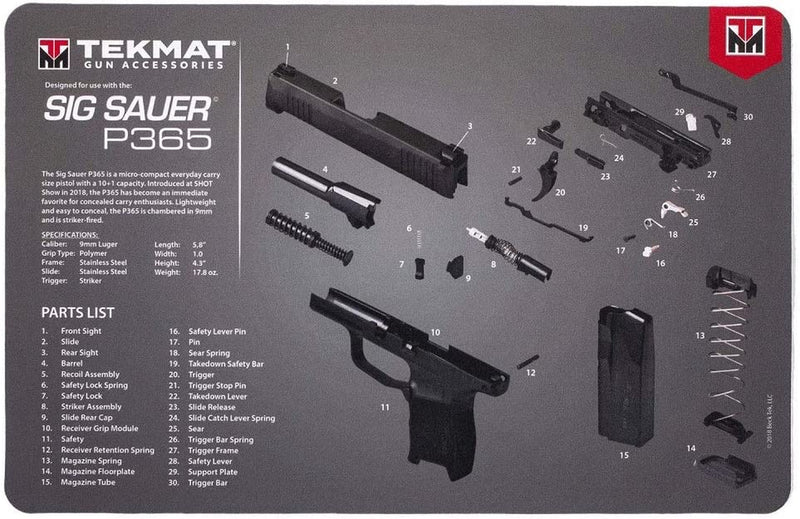 Tekmat Cleaning Mat for Use with Sig Sauer P365, Black (TEK-17-SIGP365) Sporting Goods > Outdoor Recreation > Fishing > Fishing Rods Tekmat   
