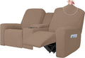Easy-Going 1 Piece Stretch Reclining Loveseat with Middle Console Slipcover, 2 Seater Loveseat Recliner Cover with Cup Holder and Storage, Recliner Couch Sofa Cover, Furniture Protector Black Home & Garden > Decor > Chair & Sofa Cushions Easy-Going Camel  