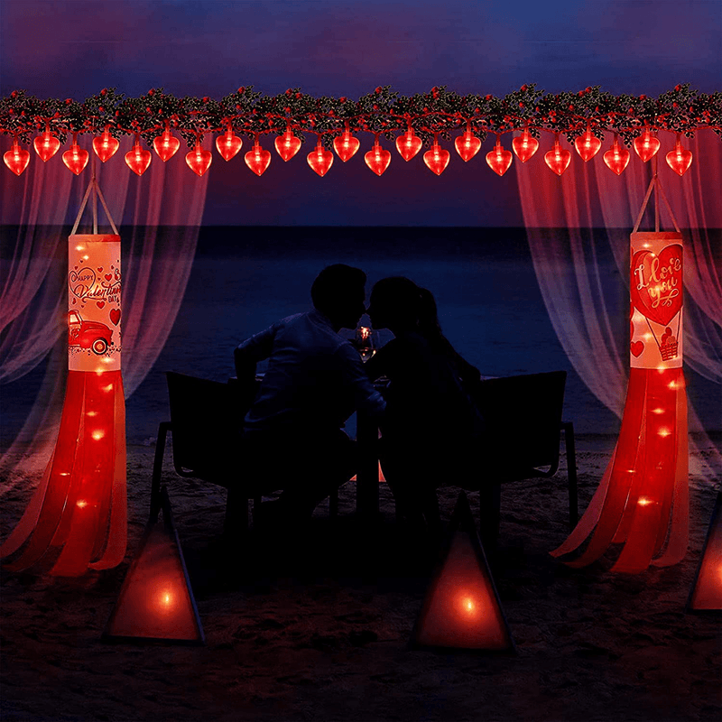 25Ft 50Leds Battery Powered Valentines Day Outdoor /Indoor Decor Lights,8 Modes Waterproof Red Heart Shaped Fairy String Lights for Home Party Wedding Mother Day Valentines Day Tree Decorations Home & Garden > Decor > Seasonal & Holiday Decorations kingleder   