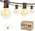 25Ft LED G40 Outdoor String Lights, Patio Globe String Lights with 27 Shatterproof LED Clear Bulbs, E12 Base Vintage Commercial Hanging Lights for Café Backyard Porch Party Holiday Decor- White Wire Home & Garden > Lighting > Light Ropes & Strings Goothy 50Ft-Brown 50 Ft 