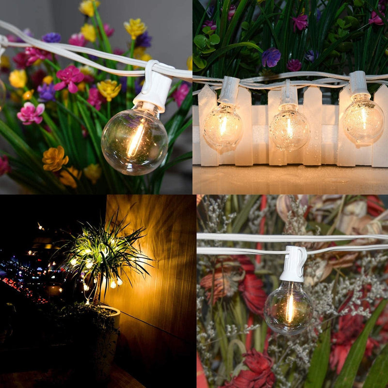 25Ft LED G40 Outdoor String Lights, Patio Globe String Lights with 27 Shatterproof LED Clear Bulbs, E12 Base Vintage Commercial Hanging Lights for Café Backyard Porch Party Holiday Decor- White Wire Home & Garden > Lighting > Light Ropes & Strings Goothy   