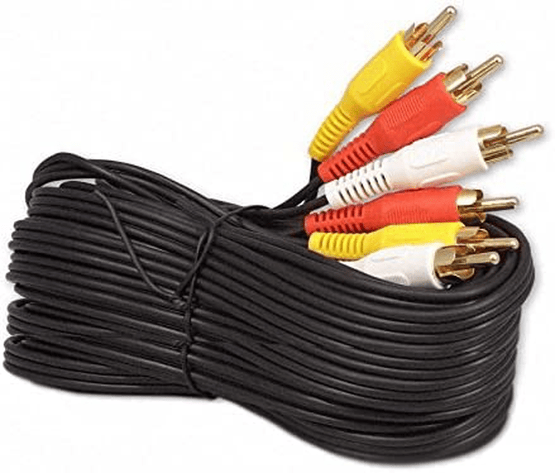 25Ft RCA M/Mx3 Audio/Video Cable Gold Plated - Audio Video RCA Cable 25ft Electronics > Electronics Accessories > Cables > Audio & Video Cables iMBAPrice Black 25 Feet 