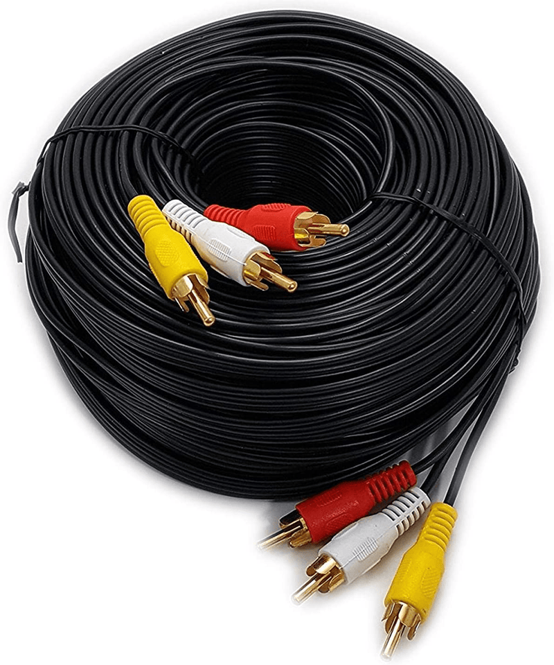 25Ft RCA M/Mx3 Audio/Video Cable Gold Plated - Audio Video RCA Cable 25ft Electronics > Electronics Accessories > Cables > Audio & Video Cables iMBAPrice Black 100 Feet 