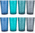 26-Ounce Acrylic Highball Glasses Plastic Tumbler Larger Drinking Glasses, Set of 8 Multicolor