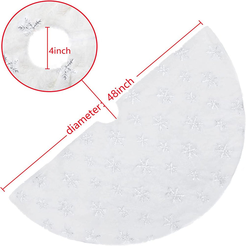 Goodwill Christmas Tree Skirt 48 Inch, Faux Fur Tree Skirts with Sequin Silver Snowflakes Decorations for Holiday Party Christmas Tree Decorations Home & Garden > Decor > Seasonal & Holiday Decorations > Christmas Tree Skirts Goodwill Trade Limited   