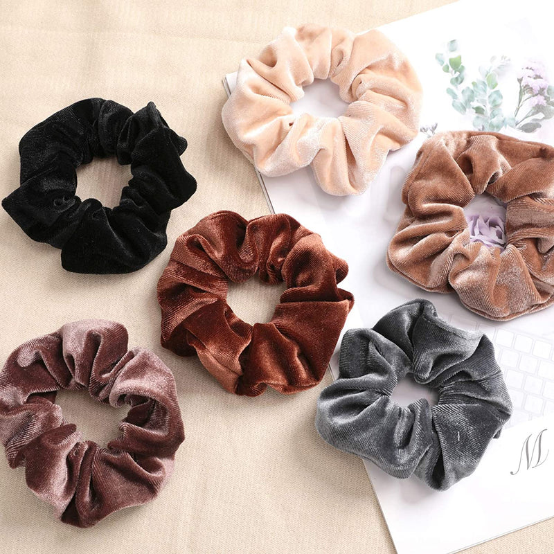 IVARYSS Scrunchies for Women, 12 Pcs Neutral Velvet Scrunchies for Hair, Classic Elastic Thick Scrunchy Hair Bands Ties, Soft Ropes Ponytail Holder Hair Accessories Sporting Goods > Outdoor Recreation > Winter Sports & Activities IVARYSS   
