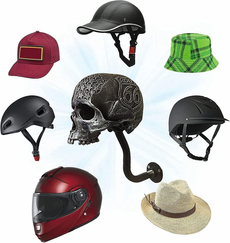 Motorcycle Skull Helmet Rack Wall Mount,Wall Mounted Bike Helmet Holder,Mount Bicycle Helmet Display Hanger Stand for Motorcycle Bike Baseball Rugby Helmet