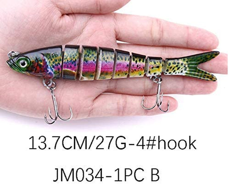 LUCKYMEOW Fishing Lures for Bass Trout Multi Jointed Swimbaits Slow Sinking Bionic Lifelike Swimming Bass Lures Freshwater Saltwater Bass Fishing Baits Kit Artificial Baits 5PCS Sporting Goods > Outdoor Recreation > Fishing > Fishing Tackle > Fishing Baits & Lures LUCKYMEOW   