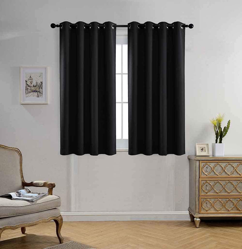 Miuco Room Darkening Texture Thermal Insulated Blackout Curtains for Bedroom 1 Pair 52X63 Inch Black Home & Garden > Decor > Window Treatments > Curtains & Drapes MIUCO Black 52x63 inch 
