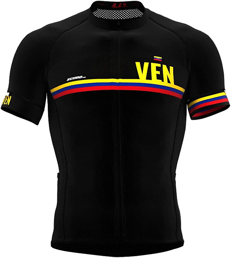 Venezuela Code Short Sleeve Cycling PRO Jersey for Men Sporting Goods > Outdoor Recreation > Cycling > Cycling Apparel & Accessories Scudo Sports Wear Black Large 
