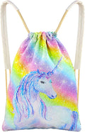 MHJY Unicorn Drawstring Backpack, Reversible Sequin Gym Bag Dance Sports Bag for Kids Girl Home & Garden > Household Supplies > Storage & Organization touchhome Rainbow  