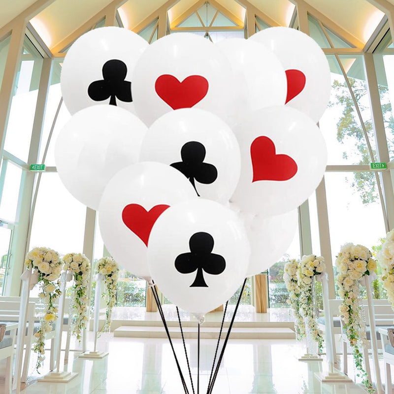 NICEXMAS 12Pcs 12Inch Poker Balloon Latex Playing Cards Balloon Party Supplies for Birthday Poker Party Bar Special Events