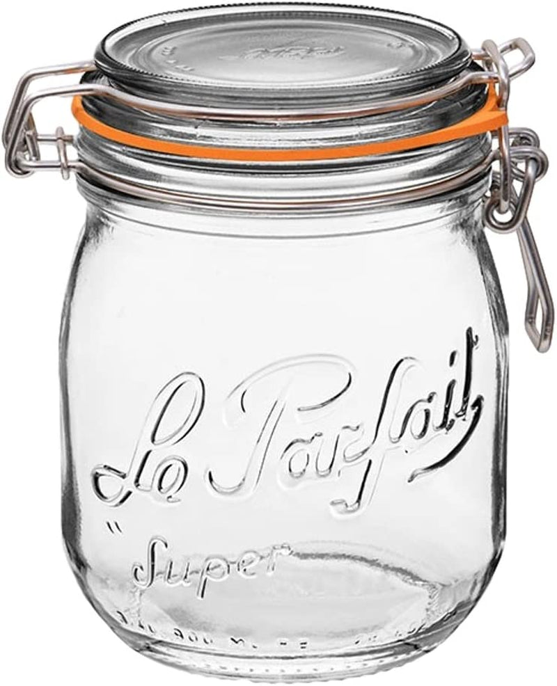 Le Parfait Super Jar - 1.5L French Glass Canning Jar W/Round Body, Airtight Rubber Seal & Glass Lid, 48Oz/Quart & Half (Single Jar) Stainless Wire Home & Garden > Decor > Decorative Jars Le Parfait 1 750ml - 24oz - SS 