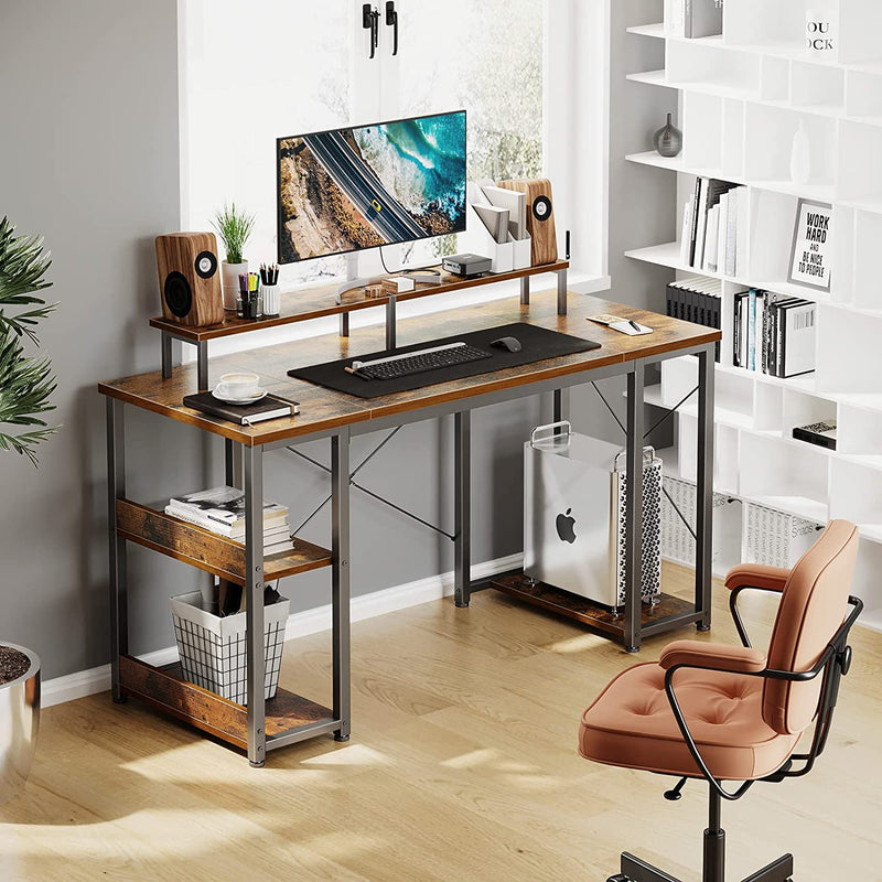 ODK 48 Inch Computer Desk with Monitor Shelf and Storage Shelves, Writing Desk, Study Table with CPU Stand & Reversible Shelves, Vintage Home & Garden > Household Supplies > Storage & Organization ODK   