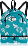 KAMO Drawstring Backpack Bag - Sport Swimming Yoga Backpack with Shoe Compartment, Two Water Bottle Holder for Men Women Large String Backpack Athletic Sackpack for School Travel Home & Garden > Household Supplies > Storage & Organization KAMO Pineapple  
