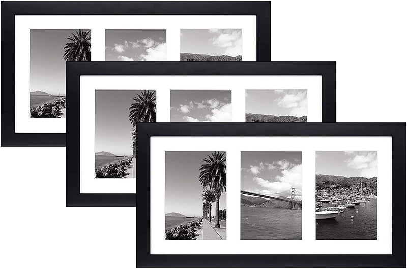 Golden State Art, 9X18 Black Wood Frame - White Mat for Three 5X7 Pictures - Sawtooth Hangers- Swivel Tabs - Wall Mounting - Landscape/Portrait - Real Glass - Collage Frame Home & Garden > Decor > Picture Frames Golden State Art Wood - Black With White Mat 3 Pack 
