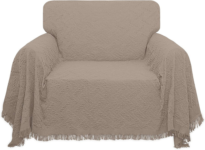 Easy-Going Geometrical Jacquard Sofa Cover, Couch Covers for Armchair Couch, L Shape Sectional Covers for Dogs, Washable Luxury Bed Blanket, Furniture Protector for Pets,Kids(71X 102 Inch,Ivory) Home & Garden > Decor > Chair & Sofa Cushions Easy-Going Camel Small 