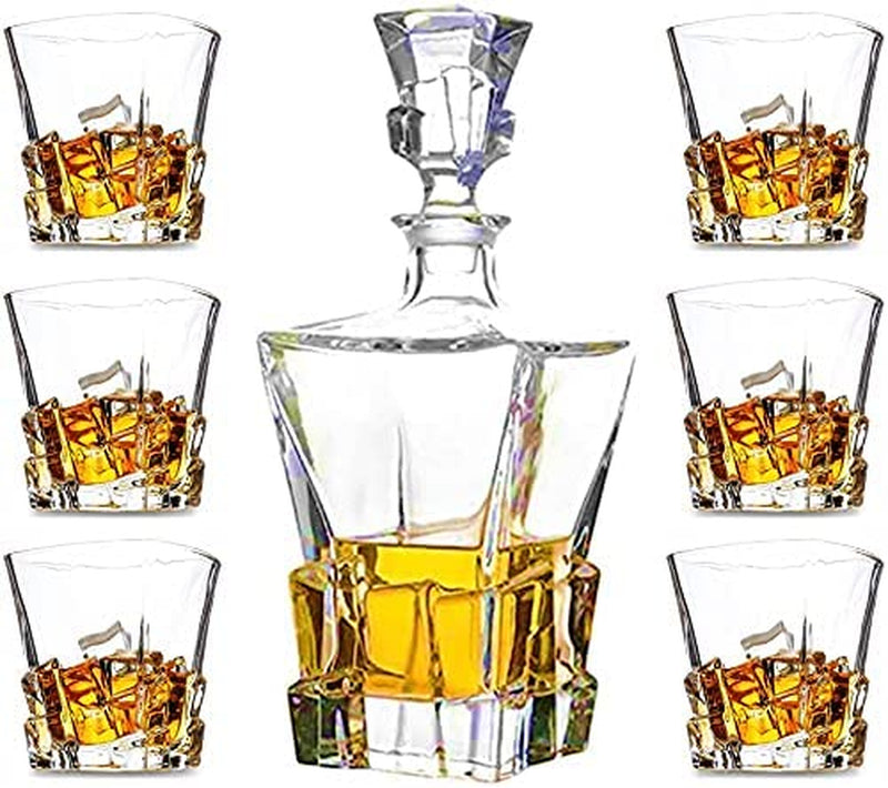 Premium Crystal Whiskey Glasses Set of 6, Large Lead-Free Crystal Glass, Tasting Cups Scotch Glasses, Old Fashioned Glass, Tumblers for Drinking Irish Whisky, Bourbon, Tequila (Leaves, 10.5 Oz) Home & Garden > Kitchen & Dining > Tableware > Drinkware First to act tactical 7 Ice Cube, 1 Decanter & 6 Glasses Set 