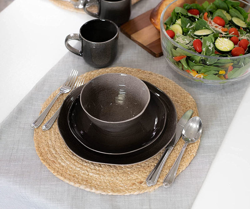 Elanze Designs Reactive Glaze Ceramic Stoneware Dinnerware 16 Piece Set - Service for 4, Mocha Grey Ombre Home & Garden > Kitchen & Dining > Tableware > Dinnerware Elanze Designs   
