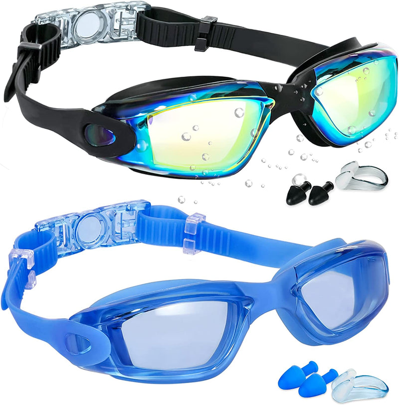 EWPJDK Swim Goggles - 2 Pack Swimming Goggles anti Fog No Leaking for Adult Women Men Sporting Goods > Outdoor Recreation > Boating & Water Sports > Swimming > Swim Goggles & Masks EWPJDK Aqua & Light Blue  