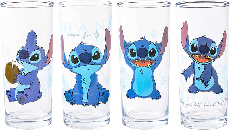 Silver Buffalo Lilo and Stitch Poses 4-Pack Mini Glass Set, 1.5 Ounces Home & Garden > Kitchen & Dining > Tableware > Drinkware Silver Buffalo Stitch Blue Floral 10 ounces 