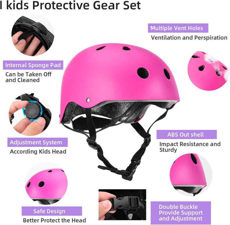 RUNDONG Kids/Youth Knee Pad Bicycle Helmet Elbow Pads Wrist Pads Protective Gear Children 7-In-1Gear Set Sporting Goods > Outdoor Recreation > Cycling > Cycling Apparel & Accessories > Bicycle Helmets RUNDONG   