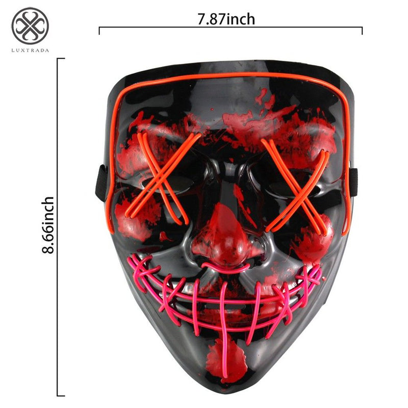 Luxtrada Clubbing Light up "Stitches" LED Mask Costume Halloween Rave Cosplay Party Xmas + AA Battery (Orange&Pink) Apparel & Accessories > Costumes & Accessories > Masks Luxtrada   