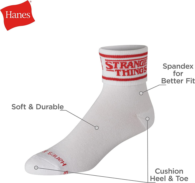 Hanes Unisex Stranger Things Socks Pack, Unisex Ankle Socks with Fold-Over Cuffs Sporting Goods > Outdoor Recreation > Winter Sports & Activities Hanes   