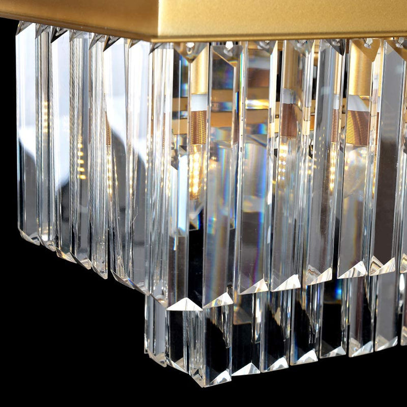 Meelighting L39.4" W10.2" Gold Rectangle Modern Crystal Chandeliers Lighting Pendant Ceiling Lights Fixture Lamp for Dining Living Room Home & Garden > Lighting > Lighting Fixtures > Chandeliers MEELIGHTING   