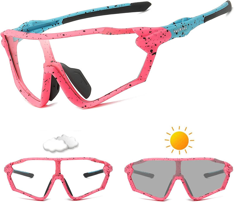 VAGHOZZ Photochromic Cycling Sunglasses for Men Women Unisex UV Protection Eyewear Shades for Driving Fishing Outdoor Running Sporting Goods > Outdoor Recreation > Cycling > Cycling Apparel & Accessories VAGHOZZ Dp9  