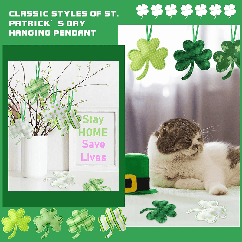 27 Pieces St. Patrick Shamrocks Ornament Fabric Green 3D Large Felt Shamrocks Ornament Luck Hanging Shamrock Ornament for Tree Baubles Table Shelf Festival Decorations (Multi Style) Arts & Entertainment > Party & Celebration > Party Supplies Tatuo   