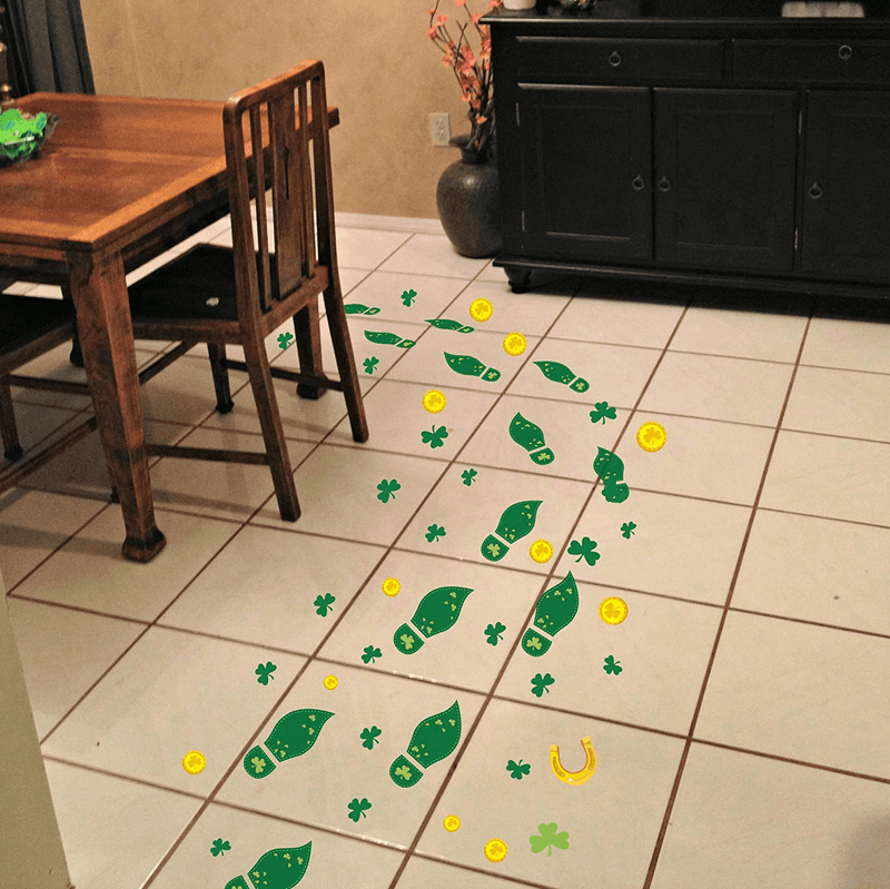 270PCS St. Patrick'S Day Decorations Leprechaun Footprints Floor Clings- Shamrock Gold Coin Party Decorations Decals Stickers Arts & Entertainment > Party & Celebration > Party Supplies jollylife   