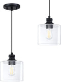 Doraimy Lighting Single Vintage Hanging Pendant Lighting Oil Rubbed Bronze Finish 6.5 Inches Modern Clear Blown Glass Shade Classic for Farmhouse Entryway Dining Room Kitchen Island Foyer Home & Garden > Lighting > Lighting Fixtures Doraimy Lighting 5.5" Black 2 Pack  