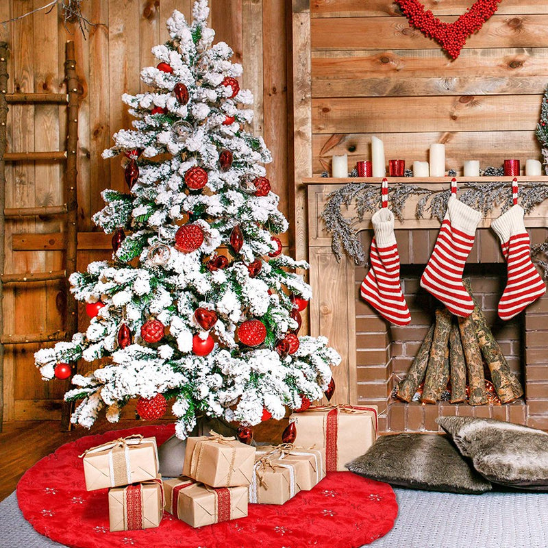 Christmas Tree Skirt - 30 Inches Large Red Tree Skirt with High - End Soft Faux Fur Tree Skirt for Christmas Decorations Indoor Outdoor - Red Home & Garden > Decor > Seasonal & Holiday Decorations > Christmas Tree Skirts VOLTENICK   
