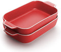 Small Casserole Dish Set Ceramic Baking Dish, Lasagna Pan Oven Safe Bowls Temptations Bakeware Microwave Safe Dishes Souffle Dish Au Gratin Pans 2-Pieces（Green） Home & Garden > Kitchen & Dining > Cookware & Bakeware YFWOOD Red  