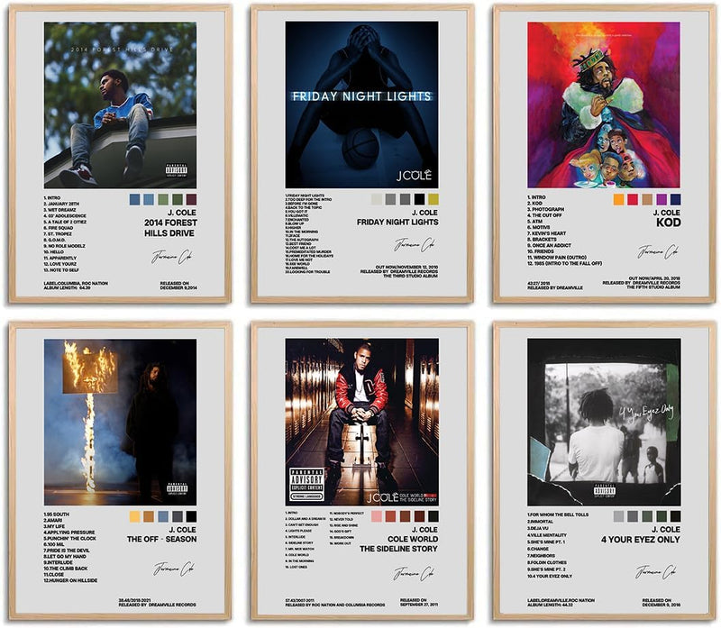 Arctic Monkeys Posters, Artwork and Tracklist Posters Music Album Cover Set of 6 for Room Aesthetic Wall Art Teens Room Decor 8X10 Inch Unframed  Generic Jcoleposter  