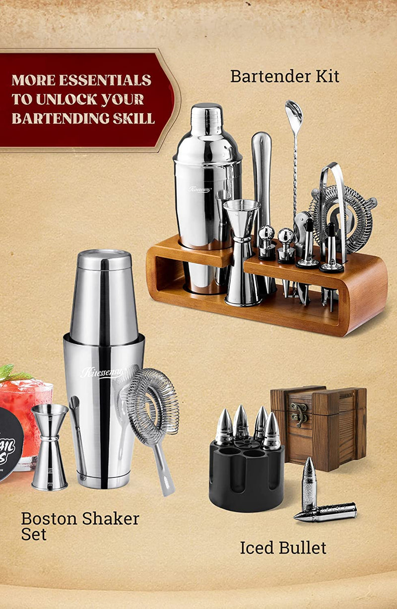 KITESSENSU Mixology Bar Kit with Stand | Complete 11-Piece Cocktail Shaker Set Bar Set for Inspired Drink Mixing Experience | Bartender Accessories for Home Bar Tools Set with Recipes Booklet Home & Garden > Kitchen & Dining > Barware KITESSENSU   