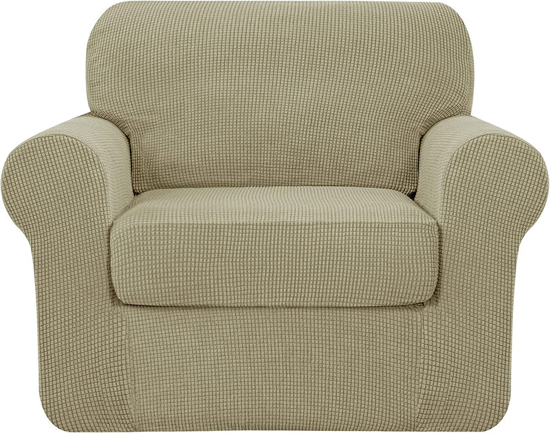 Symax Couch Cover Sofa Slipcover Chair Slipcover 2 Piece Sofa Covers Couch Slipcover Stretch Furniture Protector Washable (Chair, Ivory) Home & Garden > Decor > Chair & Sofa Cushions SyMax Sand Small 
